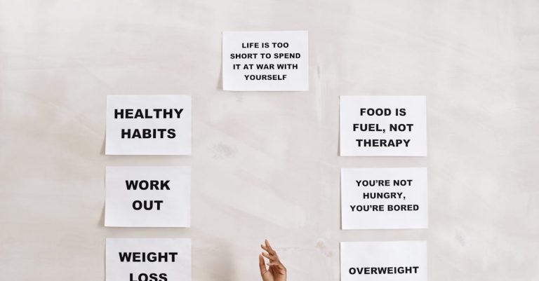 Collection of motivational quotes promoting healthy habits and mental well-being.