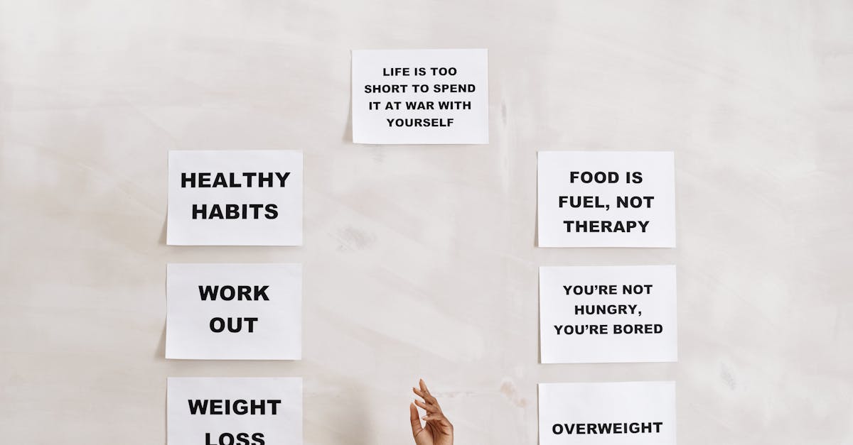 Collection of motivational quotes promoting healthy habits and mental well-being.