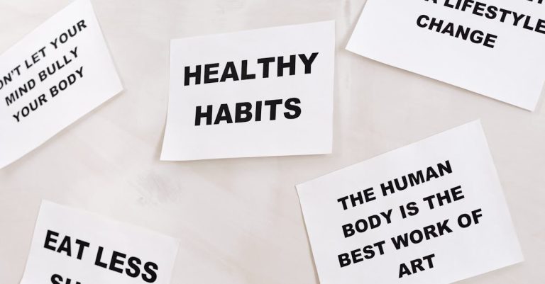 Motivational cards promoting healthy habits and positive thinking for lifestyle change.