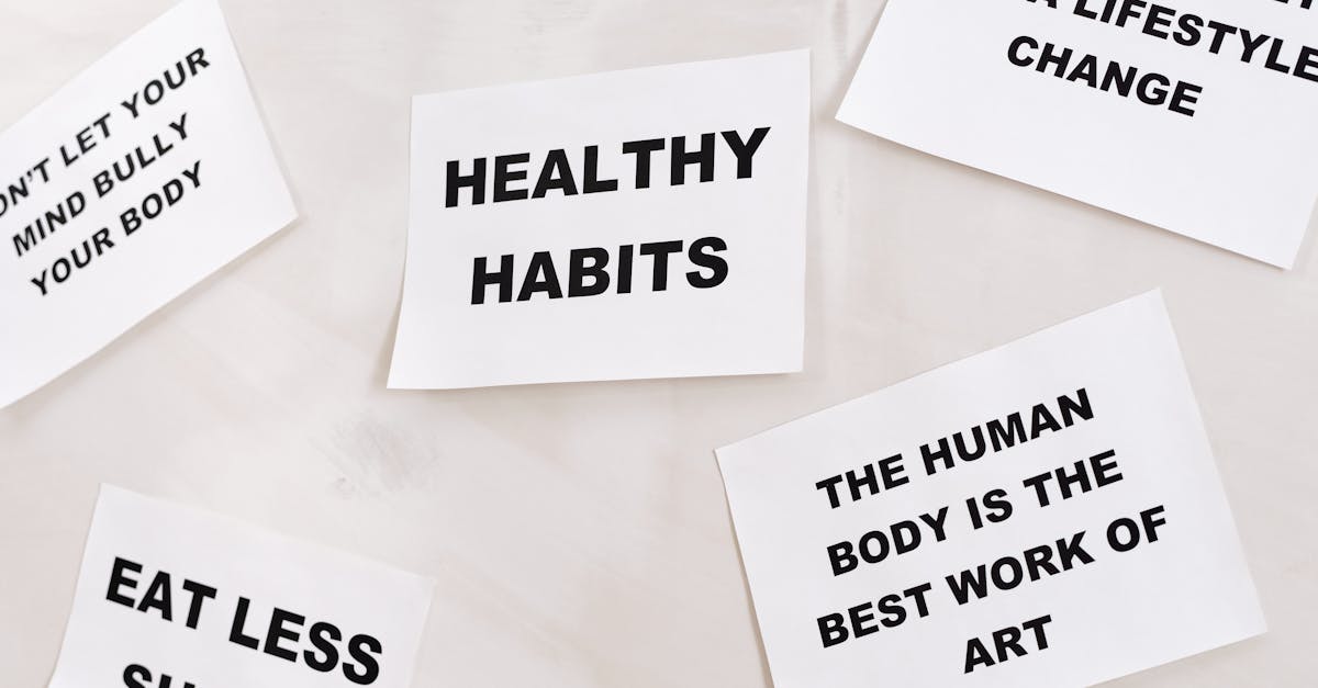 Motivational cards promoting healthy habits and positive thinking for lifestyle change.